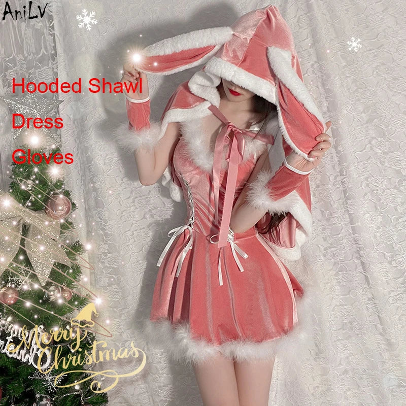 Christmas Red Dress Cloak Rope