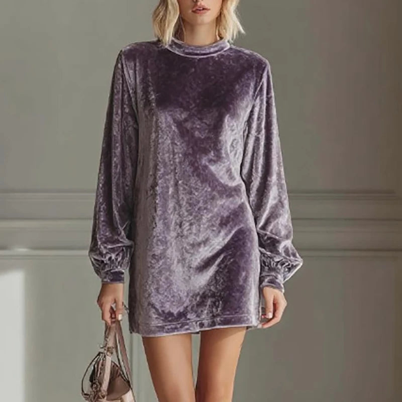 Velvet Long Sleeve Party Dress