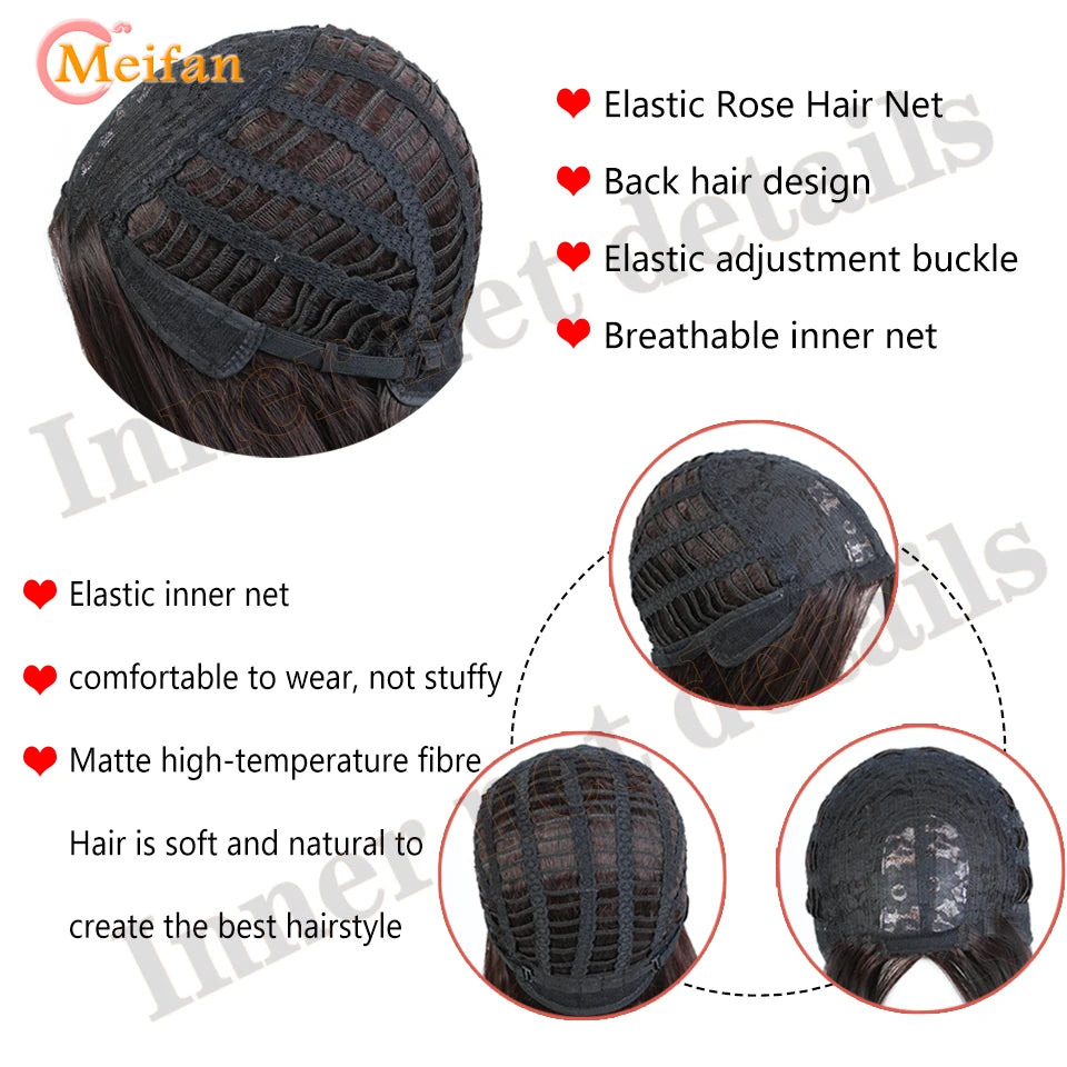 Synthetic Wig With Bangs Multi Colour