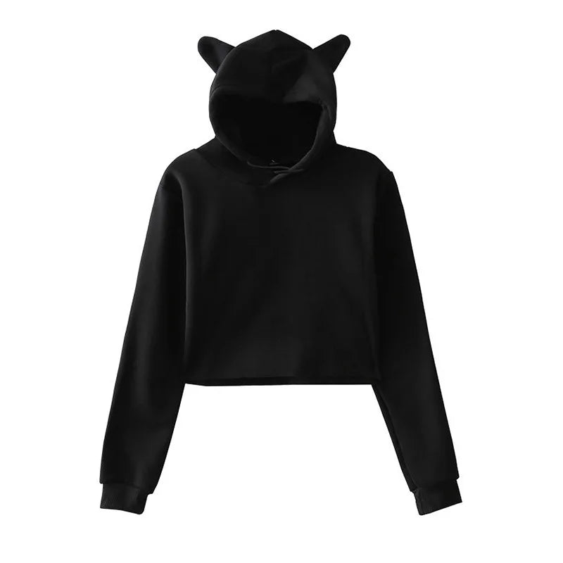Cat Ears Hoodie Crop Top