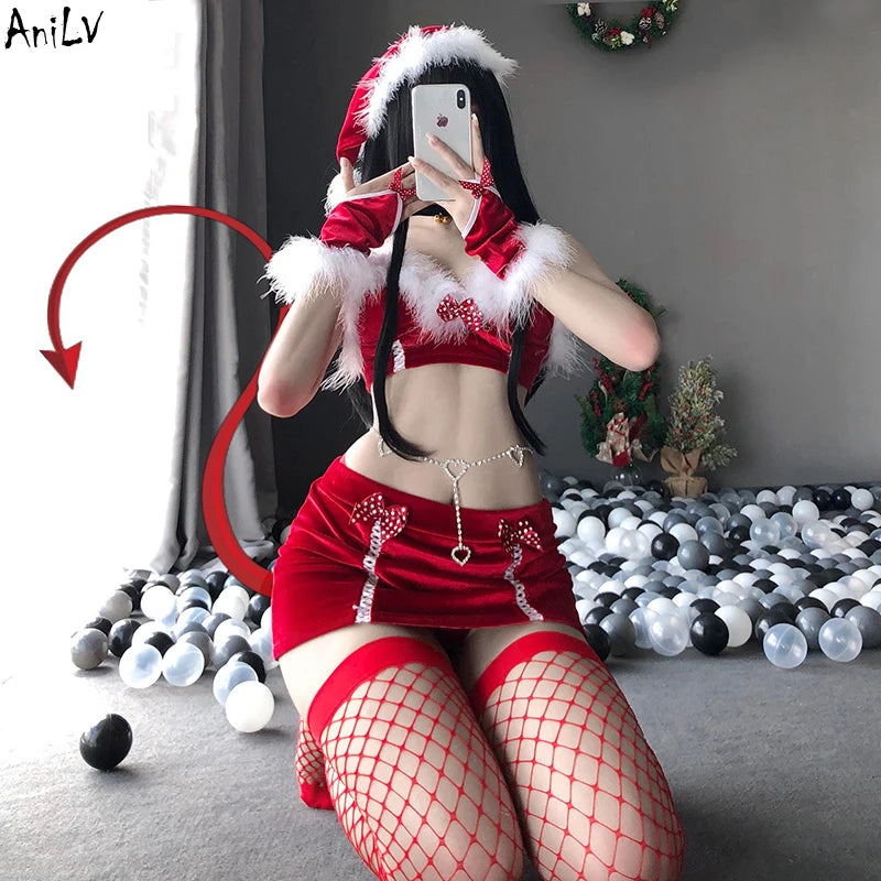 Christmas Red Dress Cloak Rope