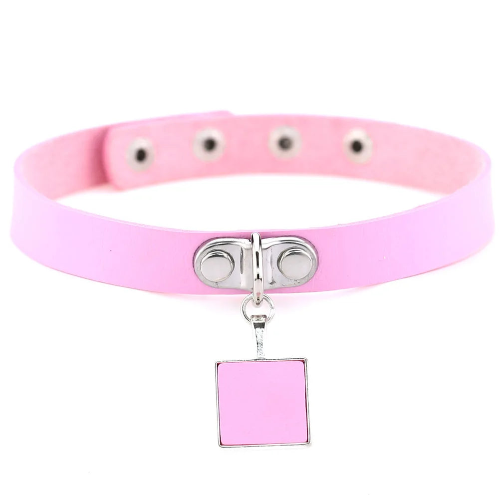 Pink Leather Choker