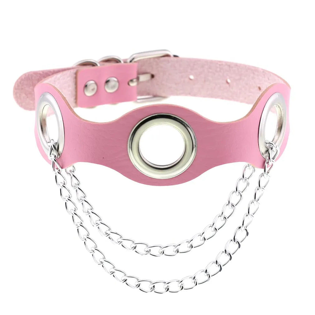 Pink Leather Choker