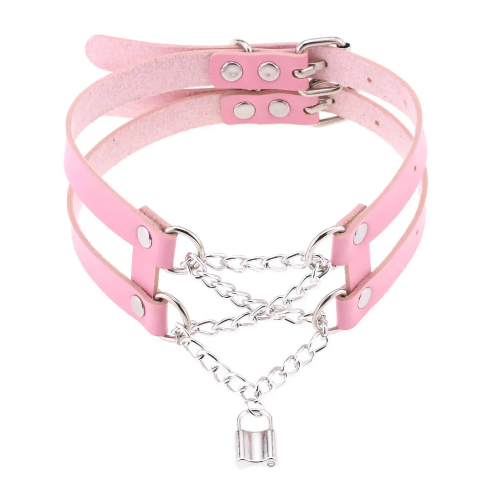 Pink Leather Choker