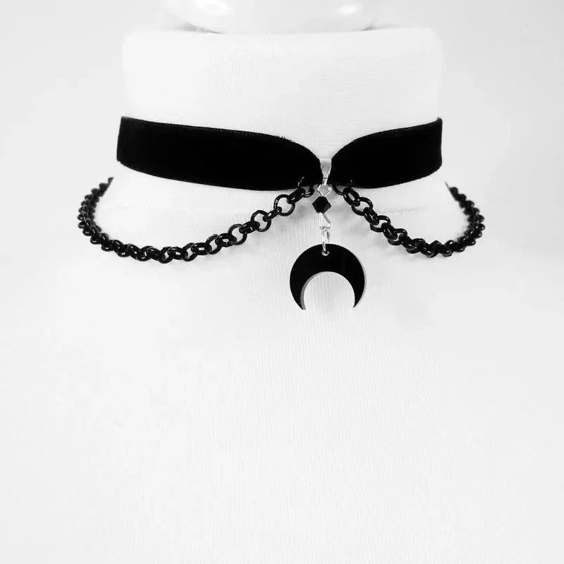 Goth Inverted Crescent Choker