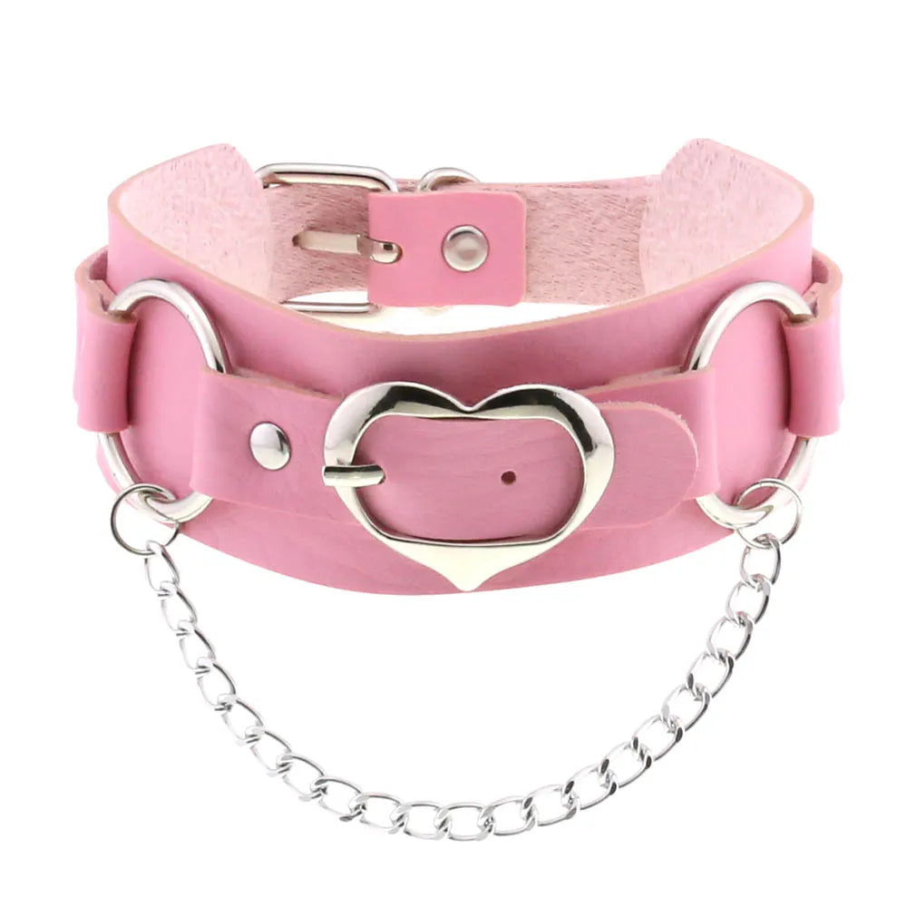 Pink Leather Choker