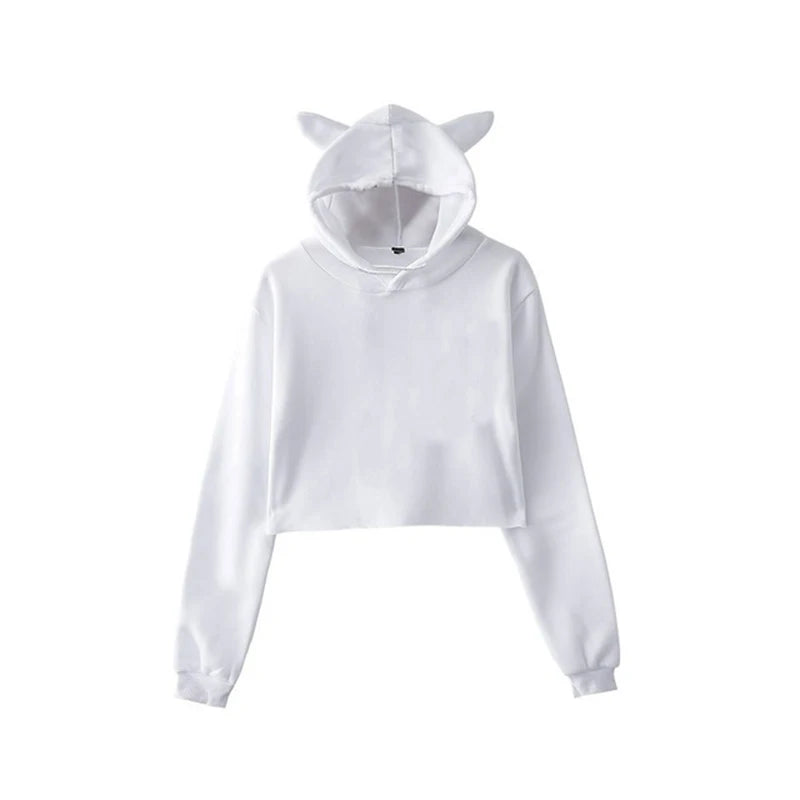 Cat Ears Hoodie Crop Top