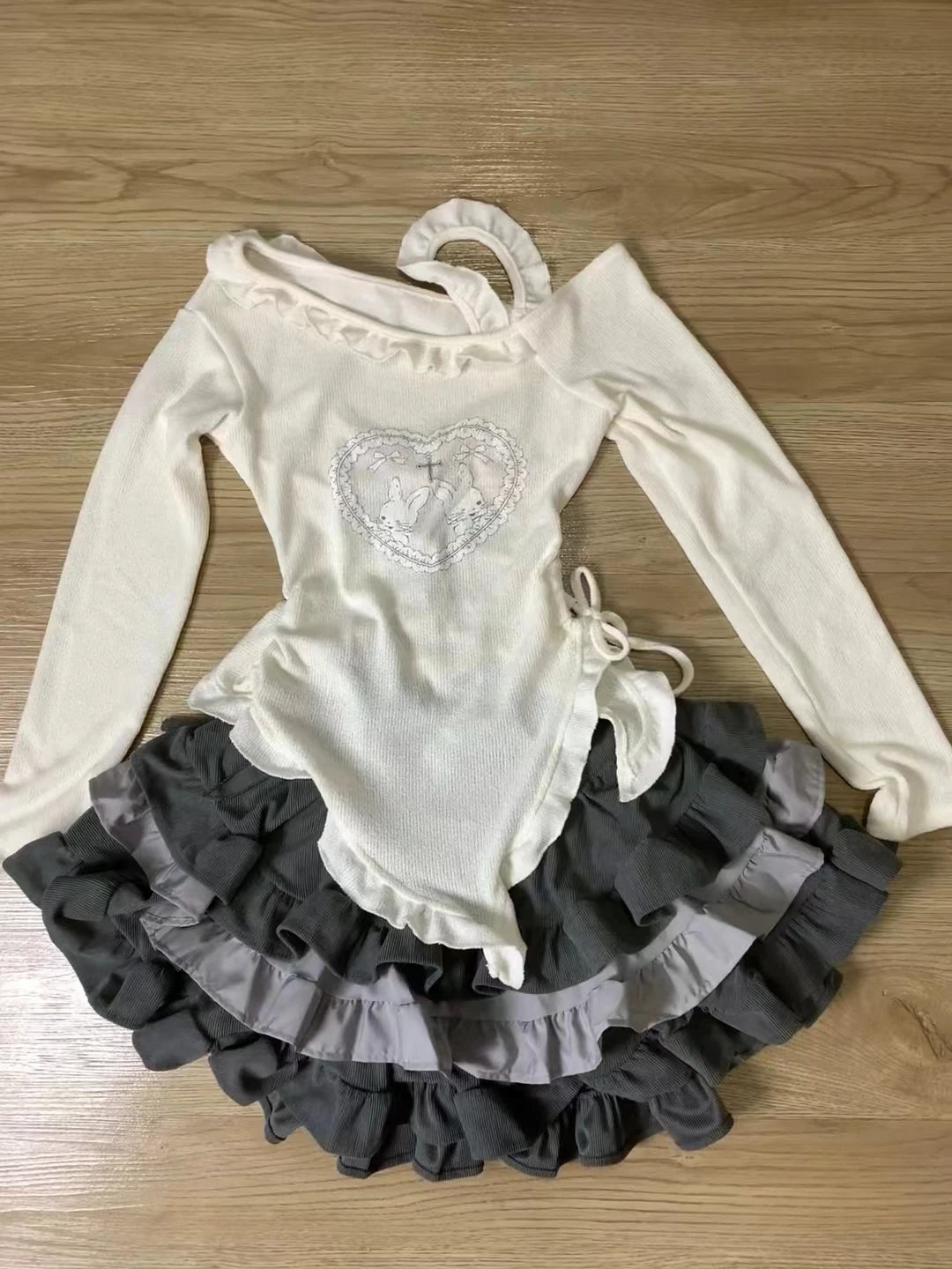 Sweet Preppy Style Skirt Set