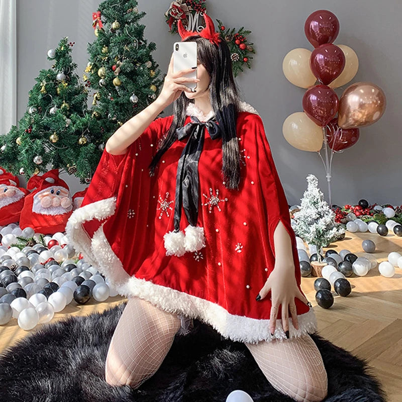 Christmas Red Dress Cloak Rope
