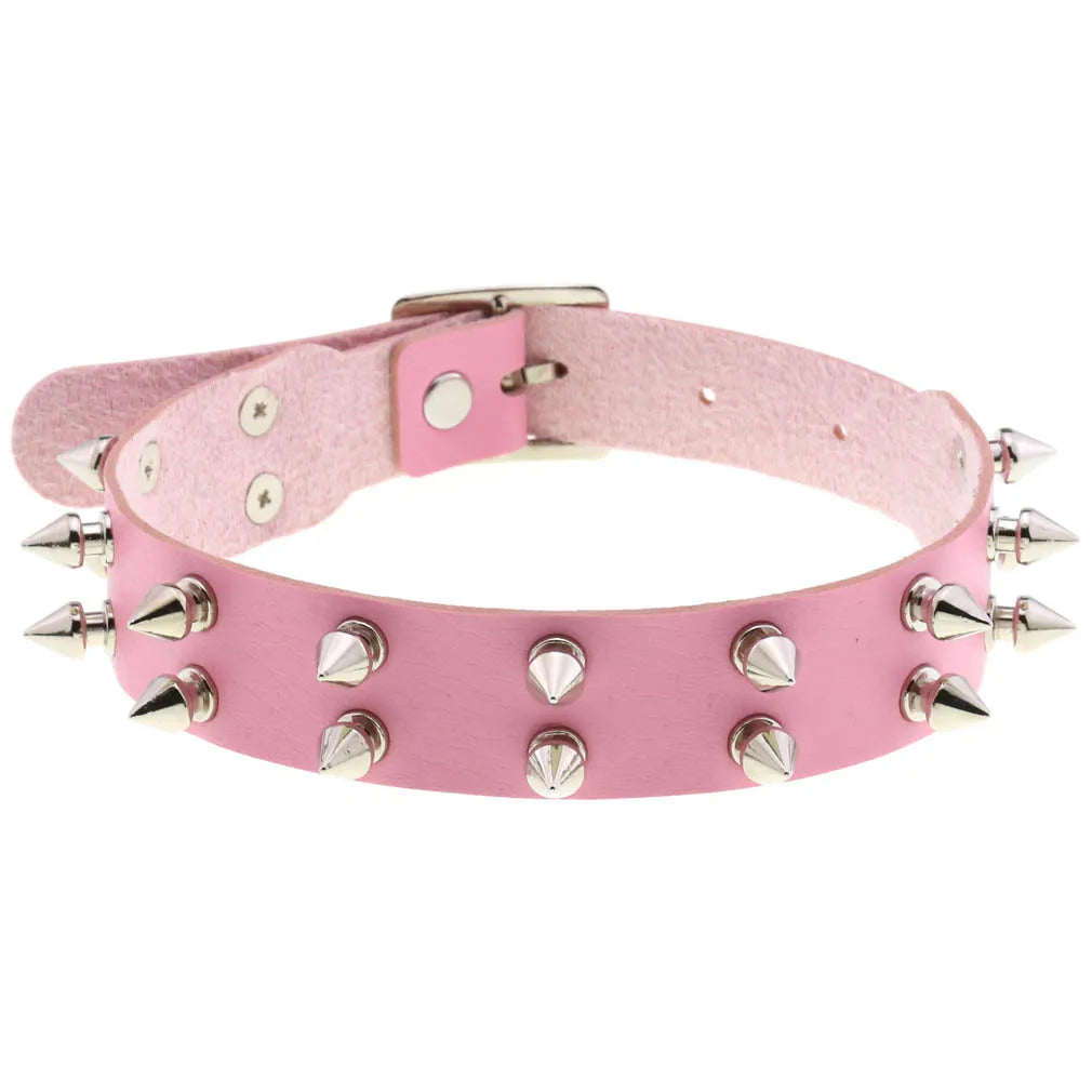 Pink Leather Choker