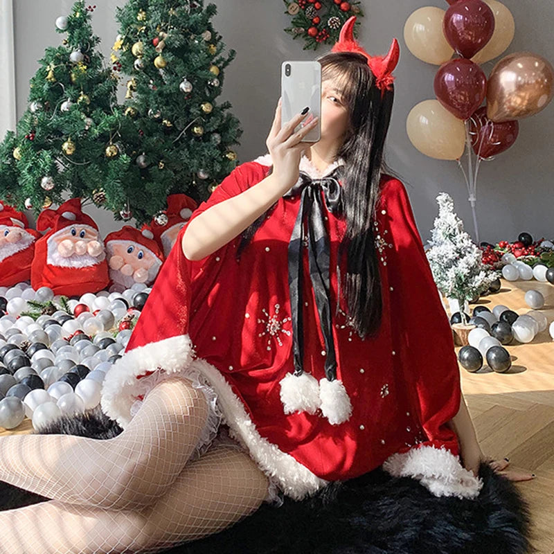 Christmas Red Dress Cloak Rope