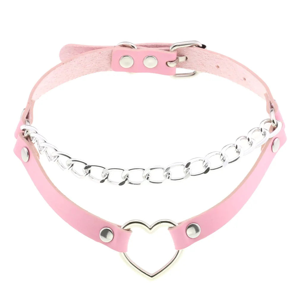 Pink Leather Choker