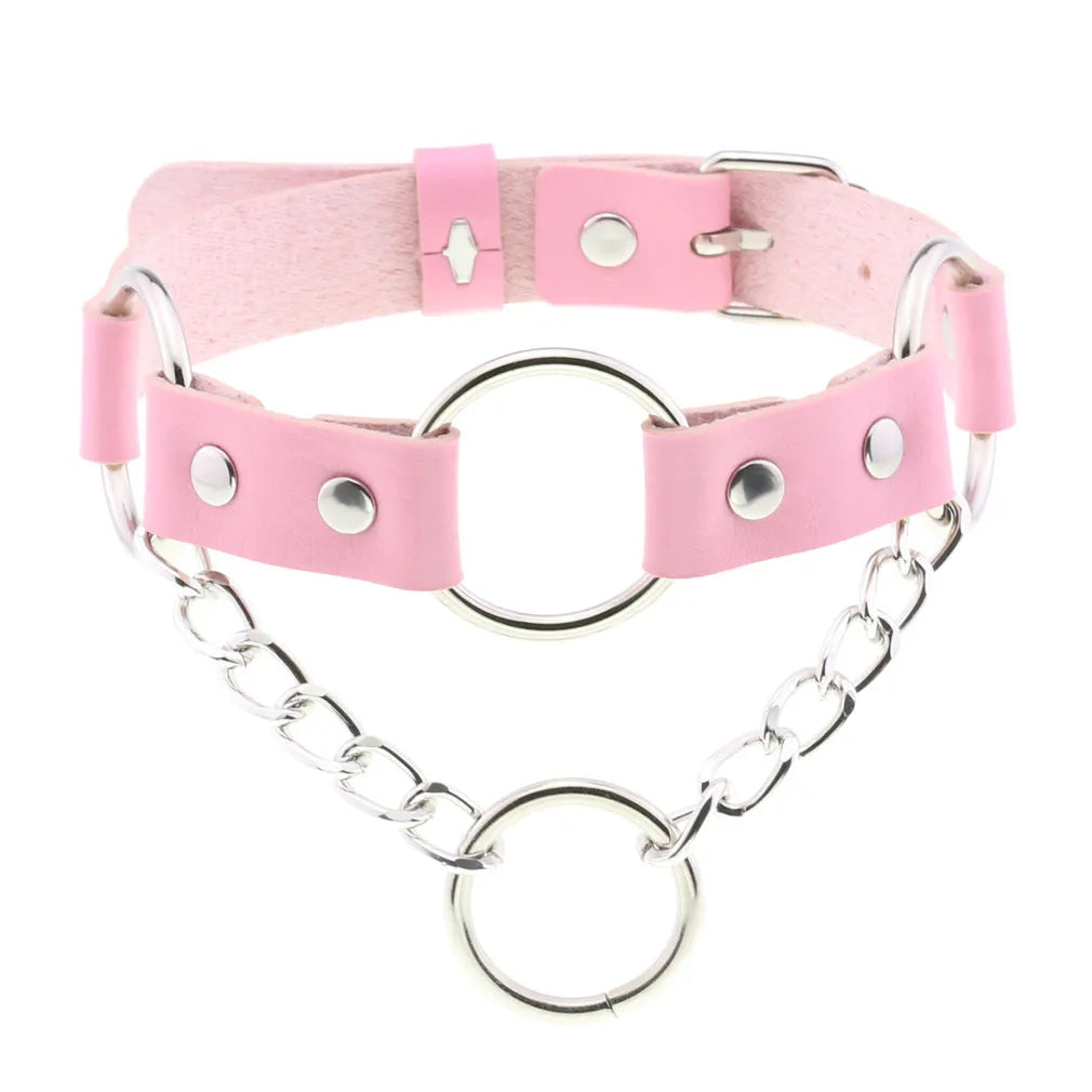 Pink Leather Choker