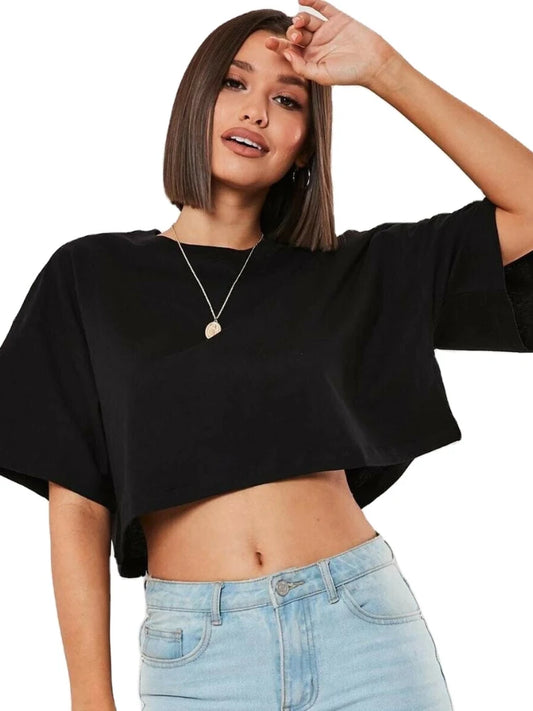 Loose Short Sleeve Crop Top