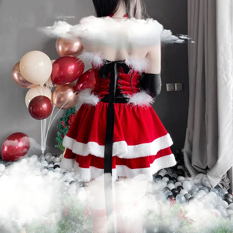 Christmas Red Dress Cloak Rope