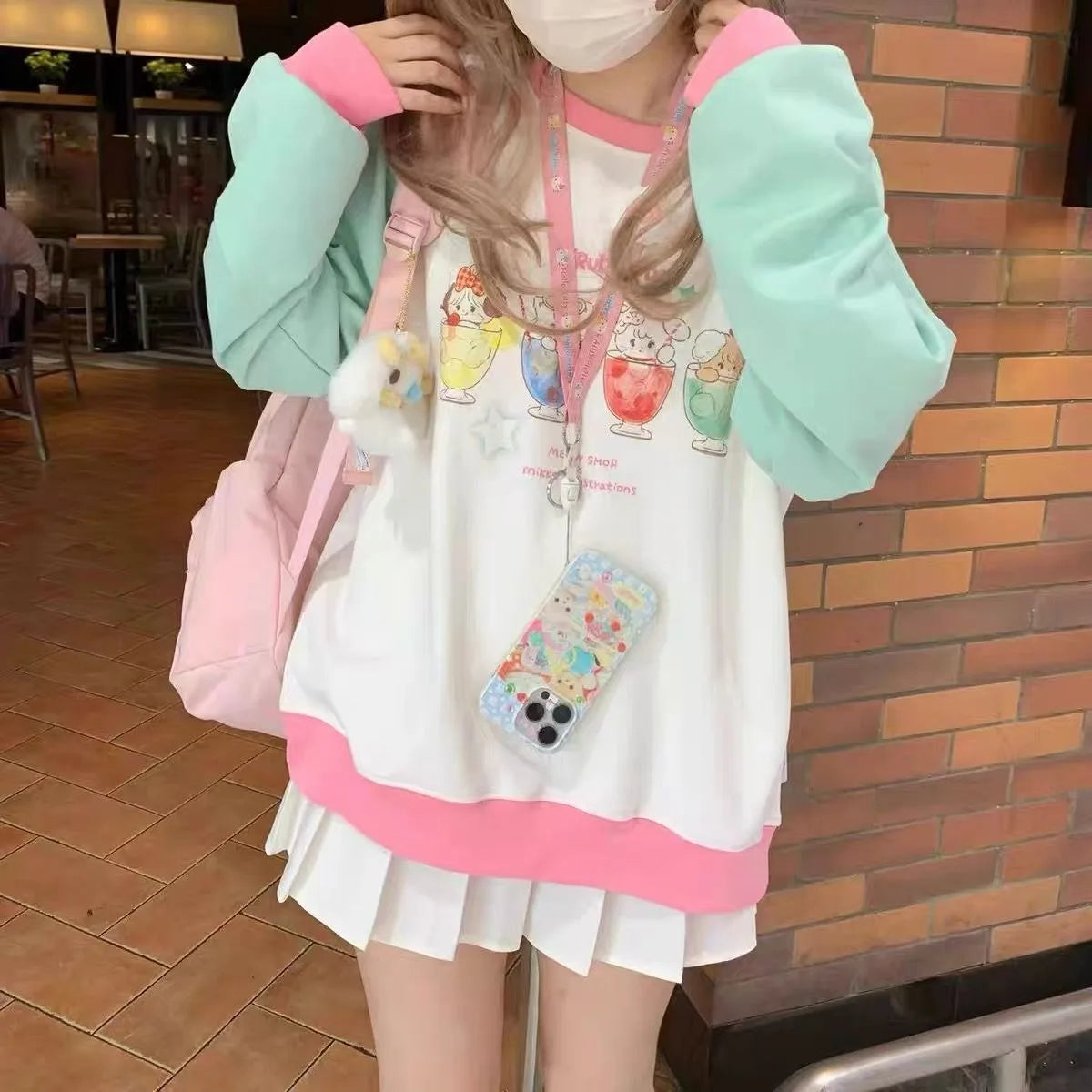 Kawaii Long Sleeve Cartoon Pattern Tops