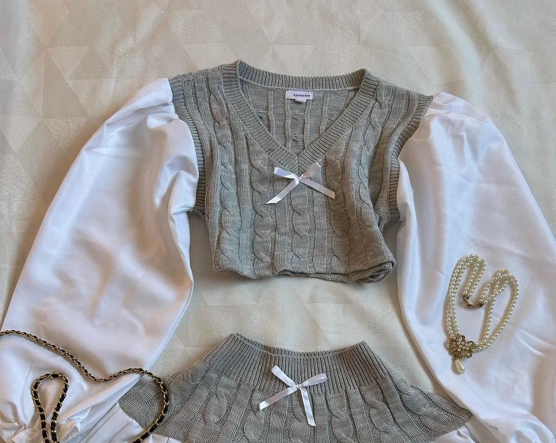 Cute Sweater Skirt Suit