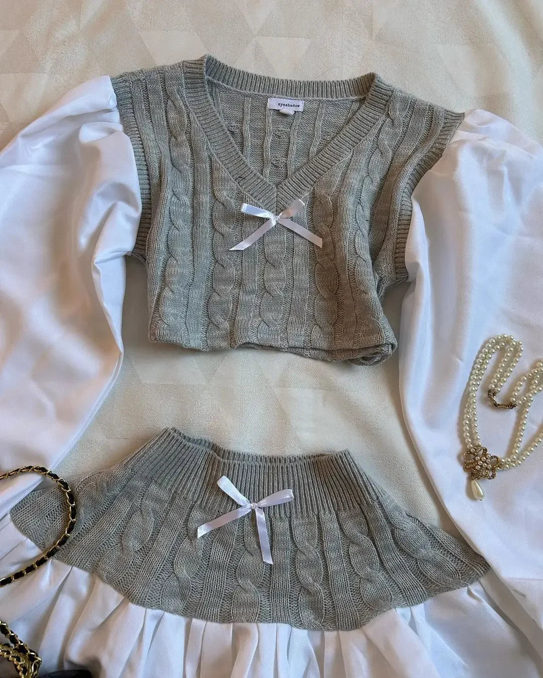 Cute Sweater Skirt Suit