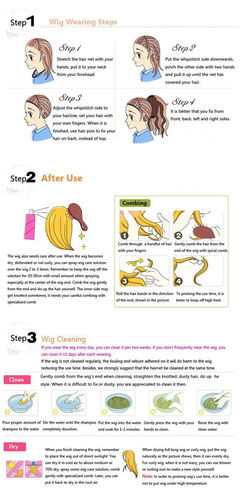 Wavy Cosplay Wigs Multi Colour