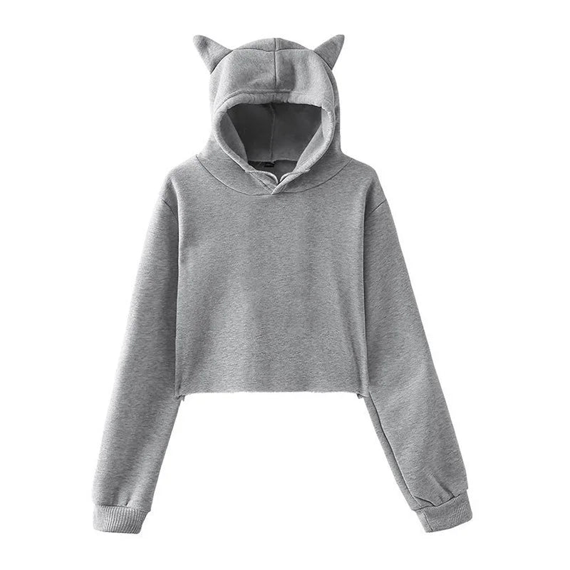 Cat Ears Hoodie Crop Top