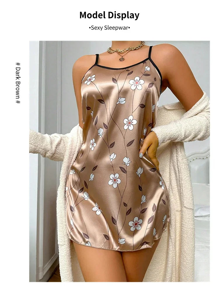 Floral Print Satin Gown