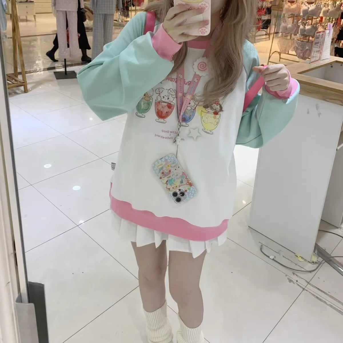 Kawaii Long Sleeve Cartoon Pattern Tops