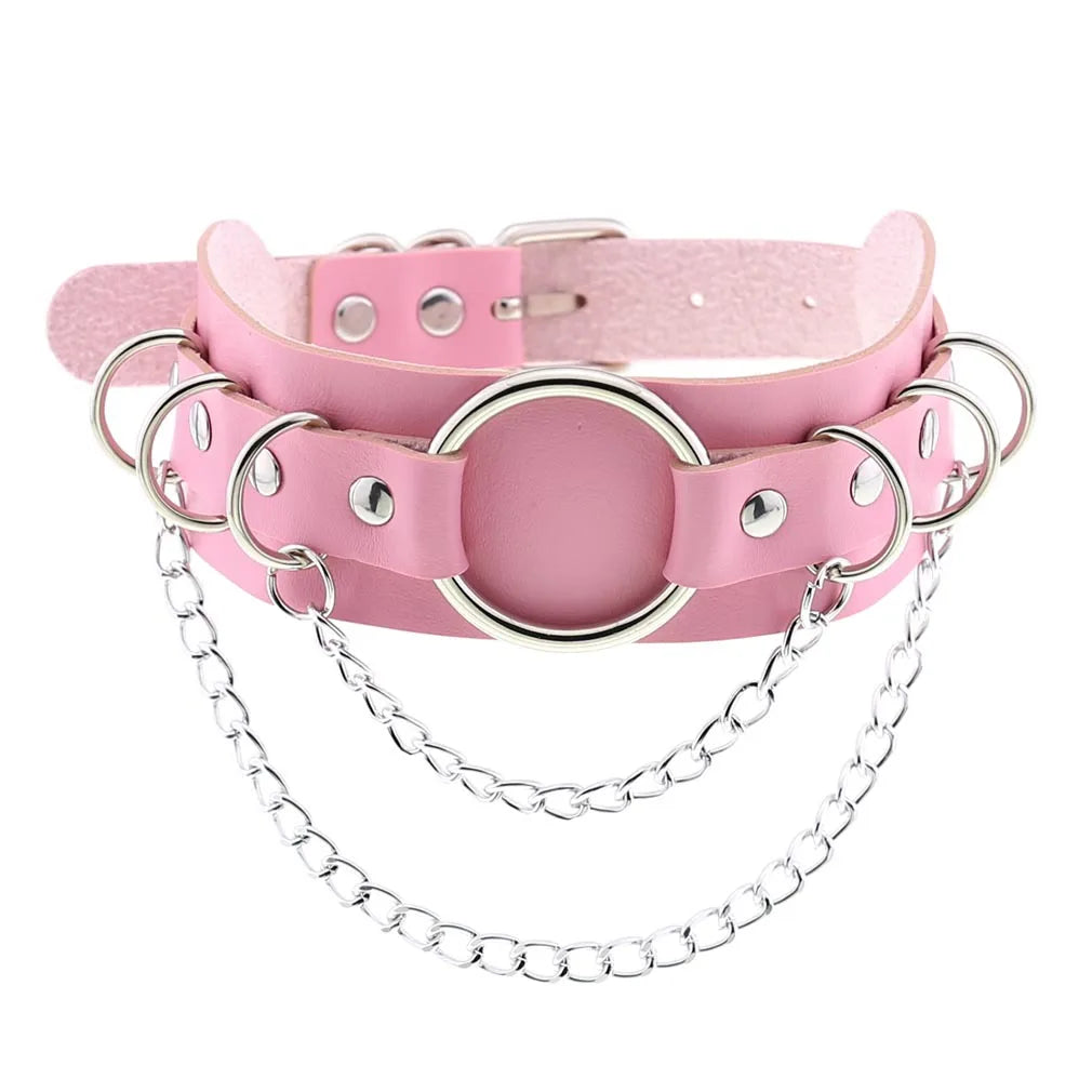 Pink Leather Choker