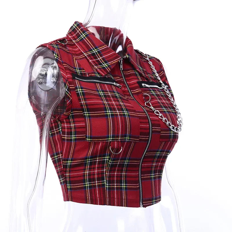 Plaid Punk Streetwear Zipper