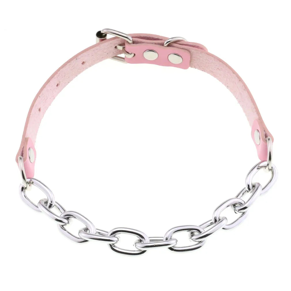 Pink Leather Choker