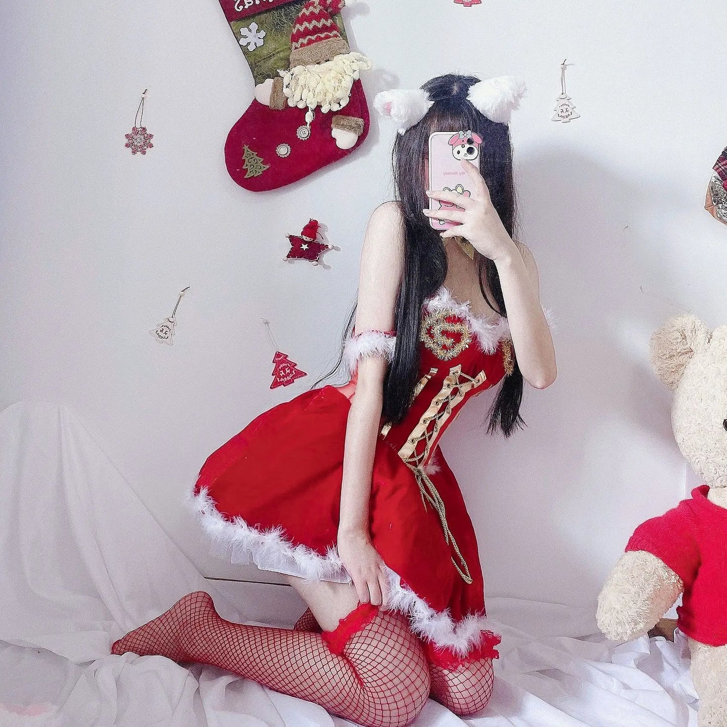 Christmas Red Dress Cloak Rope