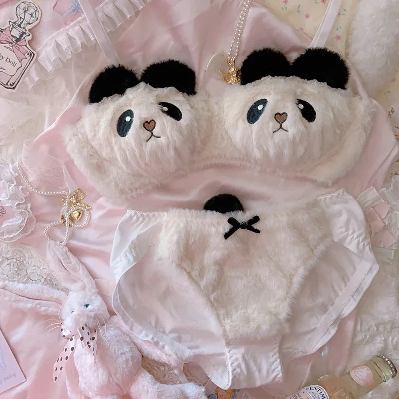 Cute Cat Soft Warm Bra Set