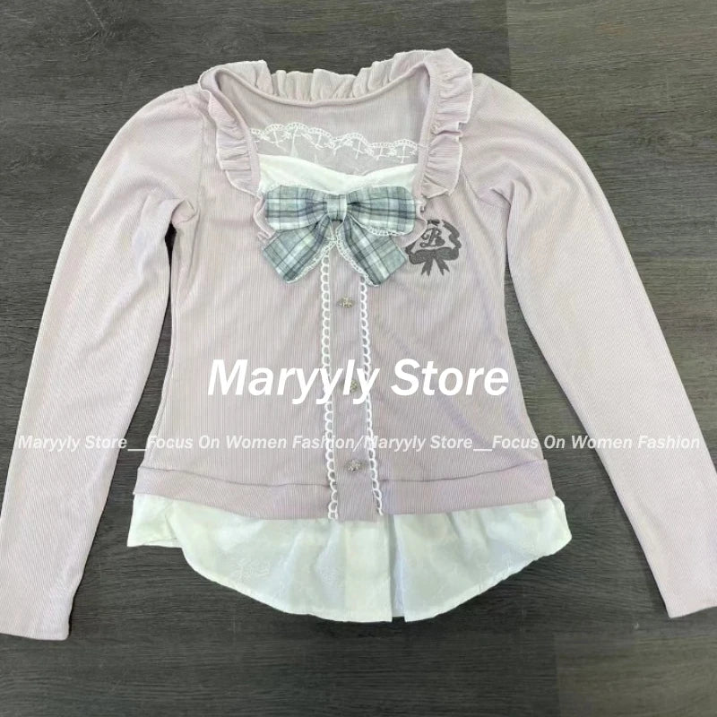 Sweet Preppy Style Skirt Set