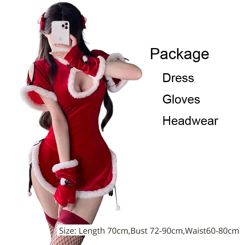 Christmas Red Dress Cloak Rope