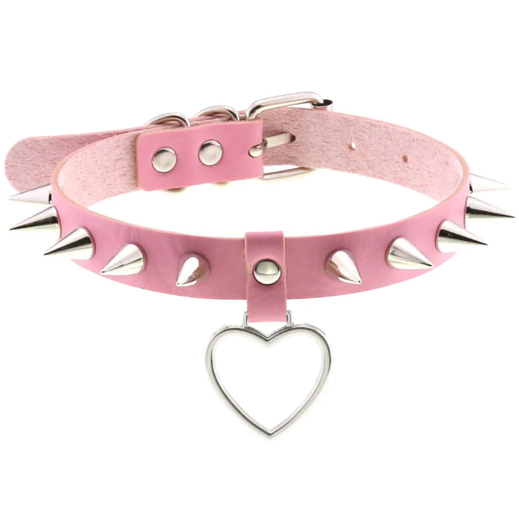 Pink Leather Choker