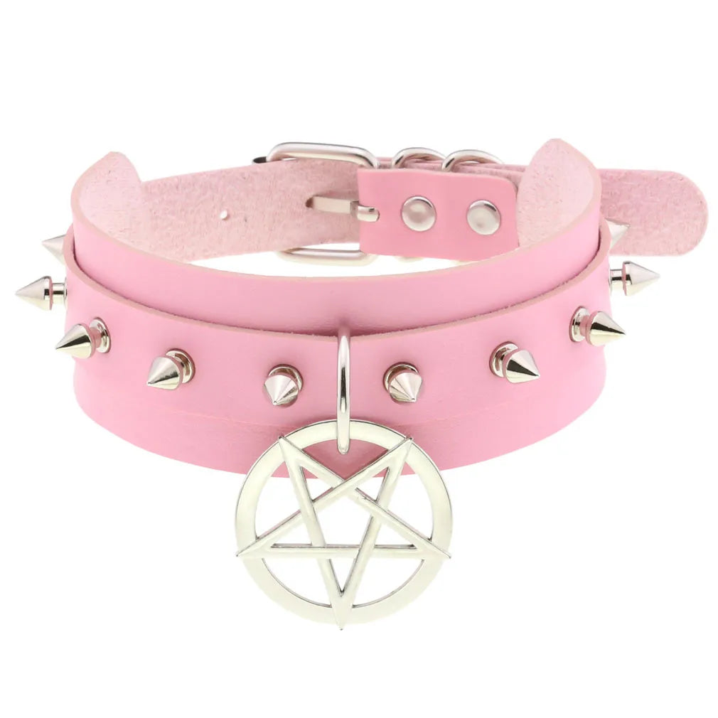 Pink Leather Choker