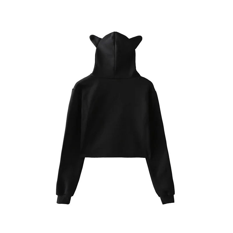 Cat Ears Hoodie Crop Top