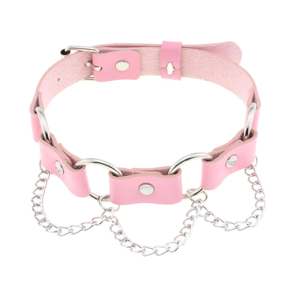 Pink Leather Choker