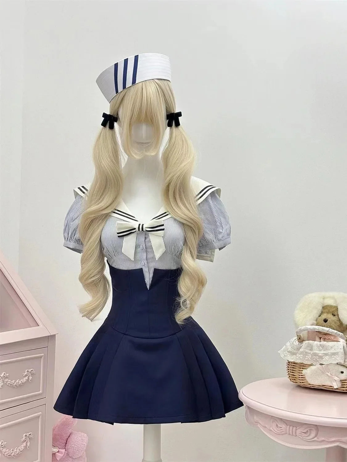 Sweet Preppy Style Skirt Set