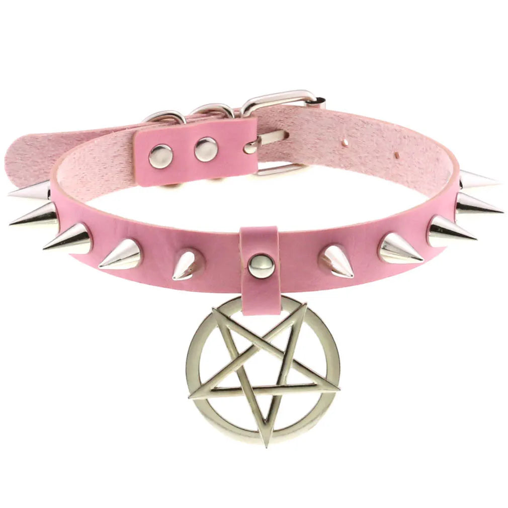 Pink Leather Choker
