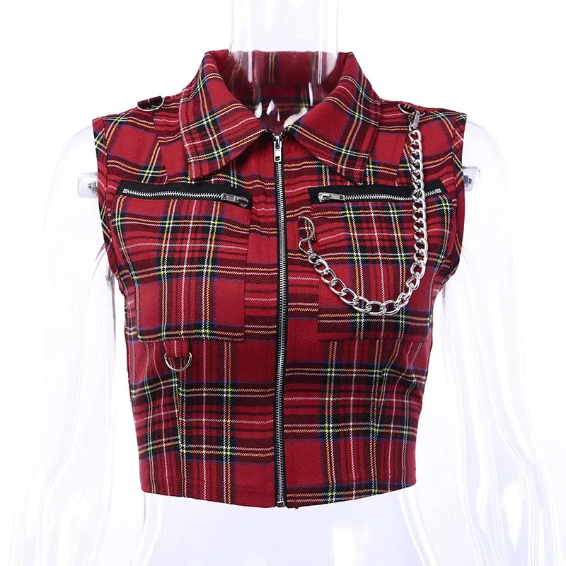 Plaid Punk Streetwear Zipper
