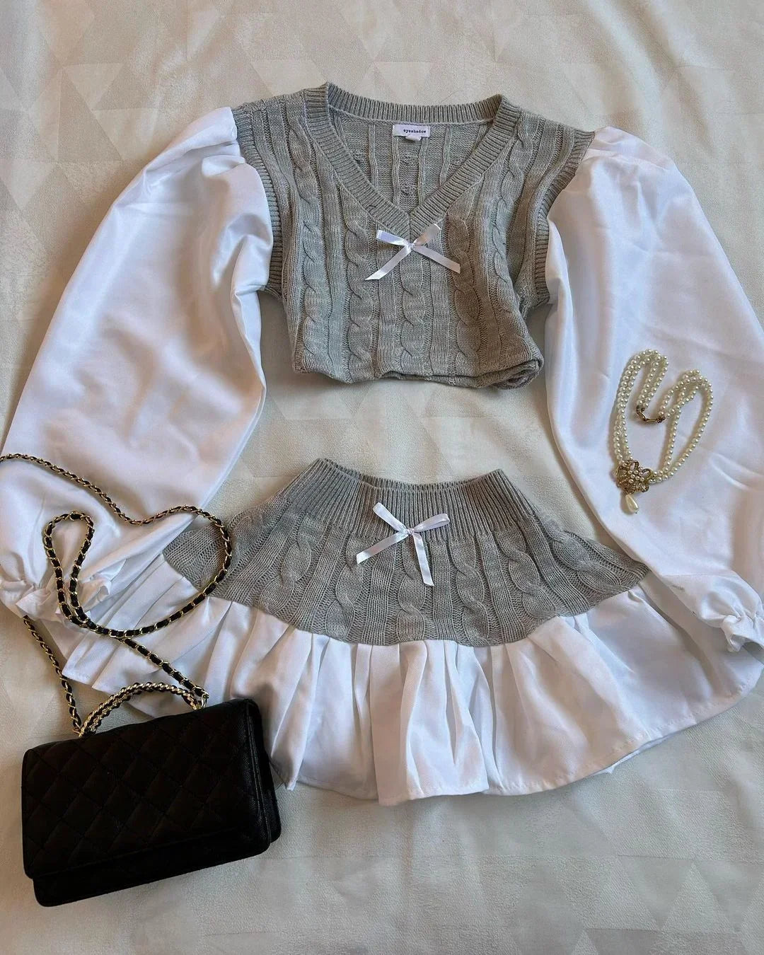 Cute Sweater Skirt Suit