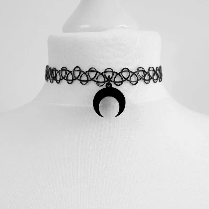 Goth Inverted Crescent Choker