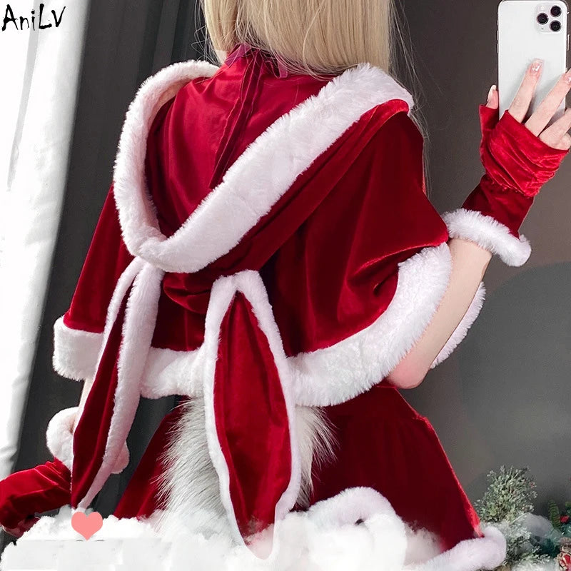 Christmas Red Dress Cloak Rope