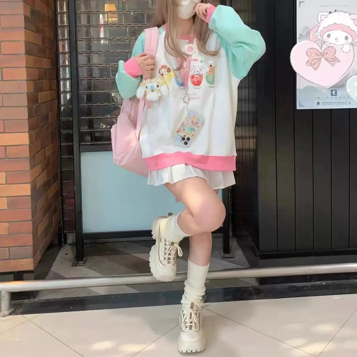 Kawaii Long Sleeve Cartoon Pattern Tops