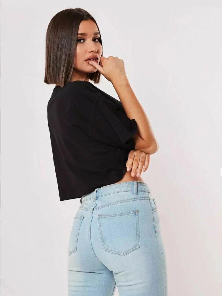Loose Short Sleeve Crop Top