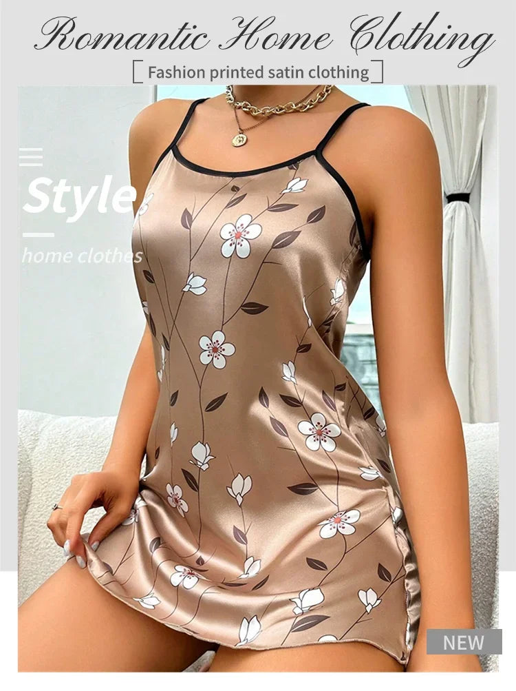 Floral Print Satin Gown