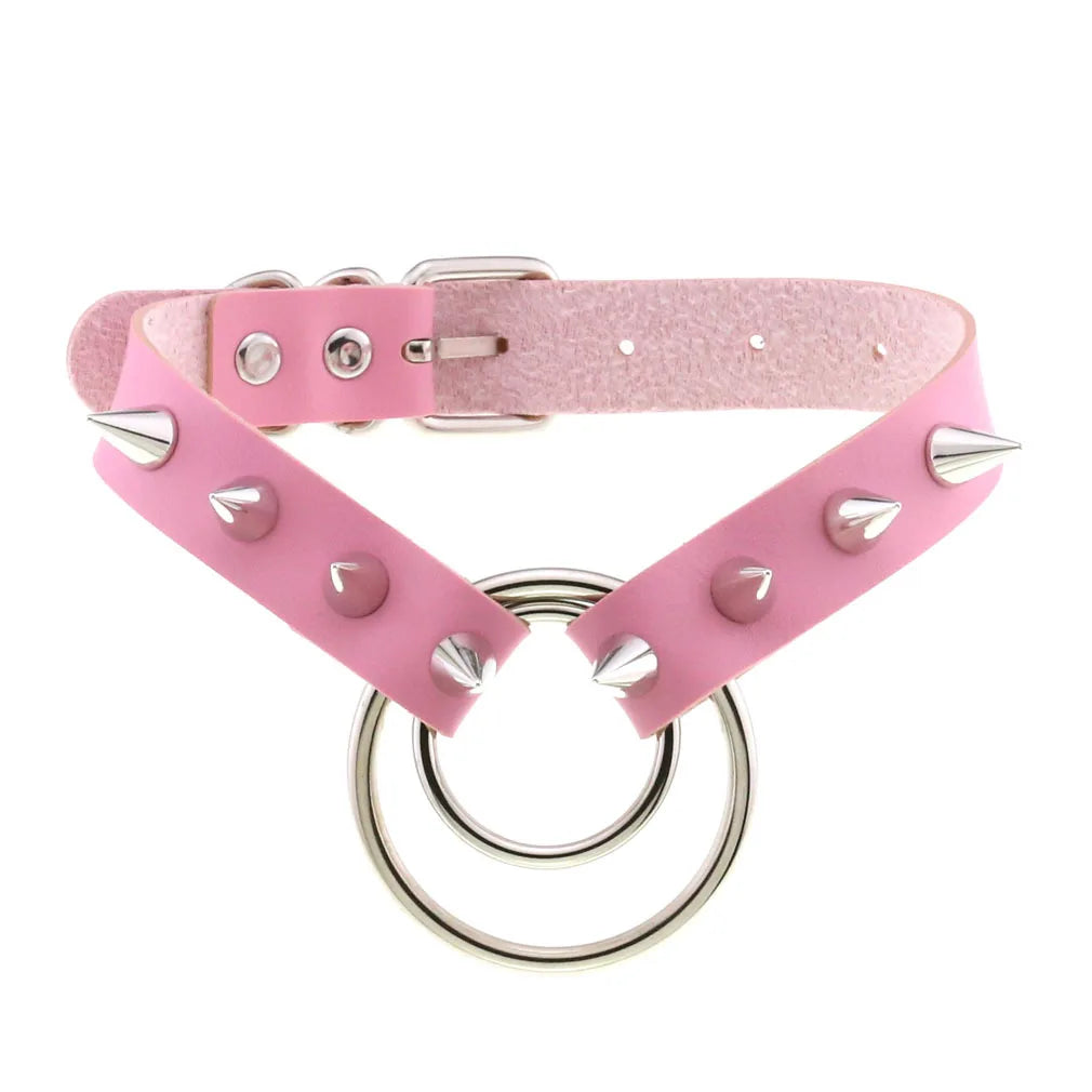 Pink Leather Choker