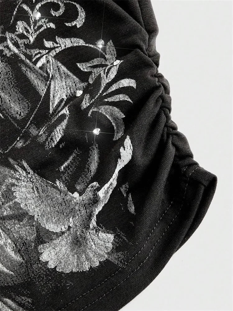 Gothic Print Tube Top