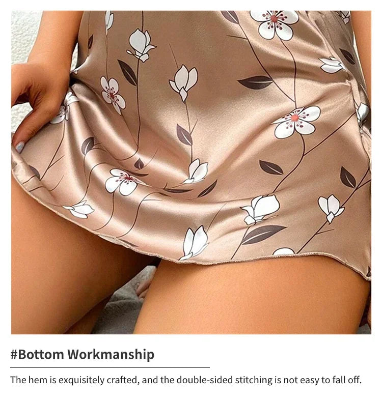 Floral Print Satin Gown