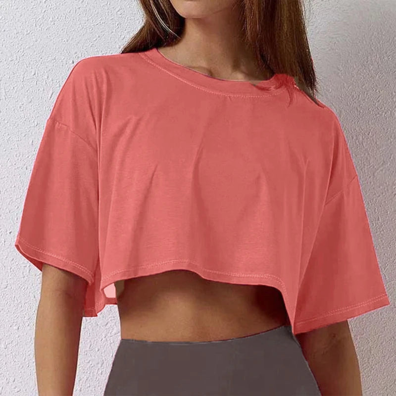 Loose Short Sleeve Crop Top